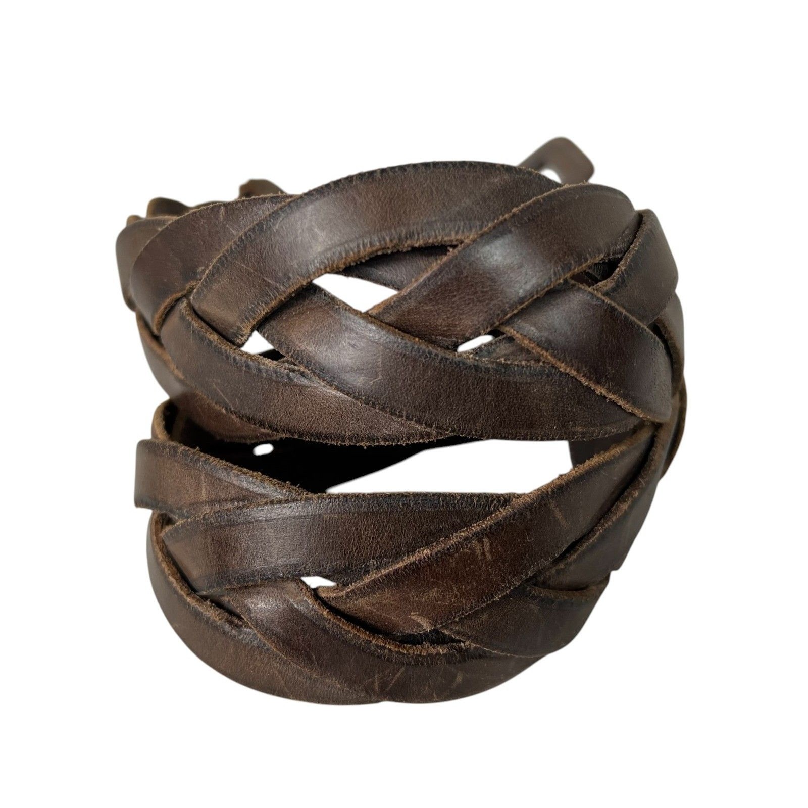 Linea Pelle Women's Boho Western Braided Distressed Brown Leather Belt Size S — image 3 of 8